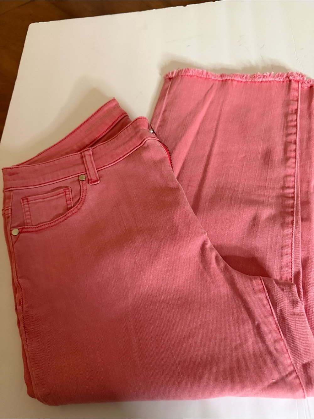 Chico's Coral Pink Cropped Straight Jeans - Picture 2 of 8